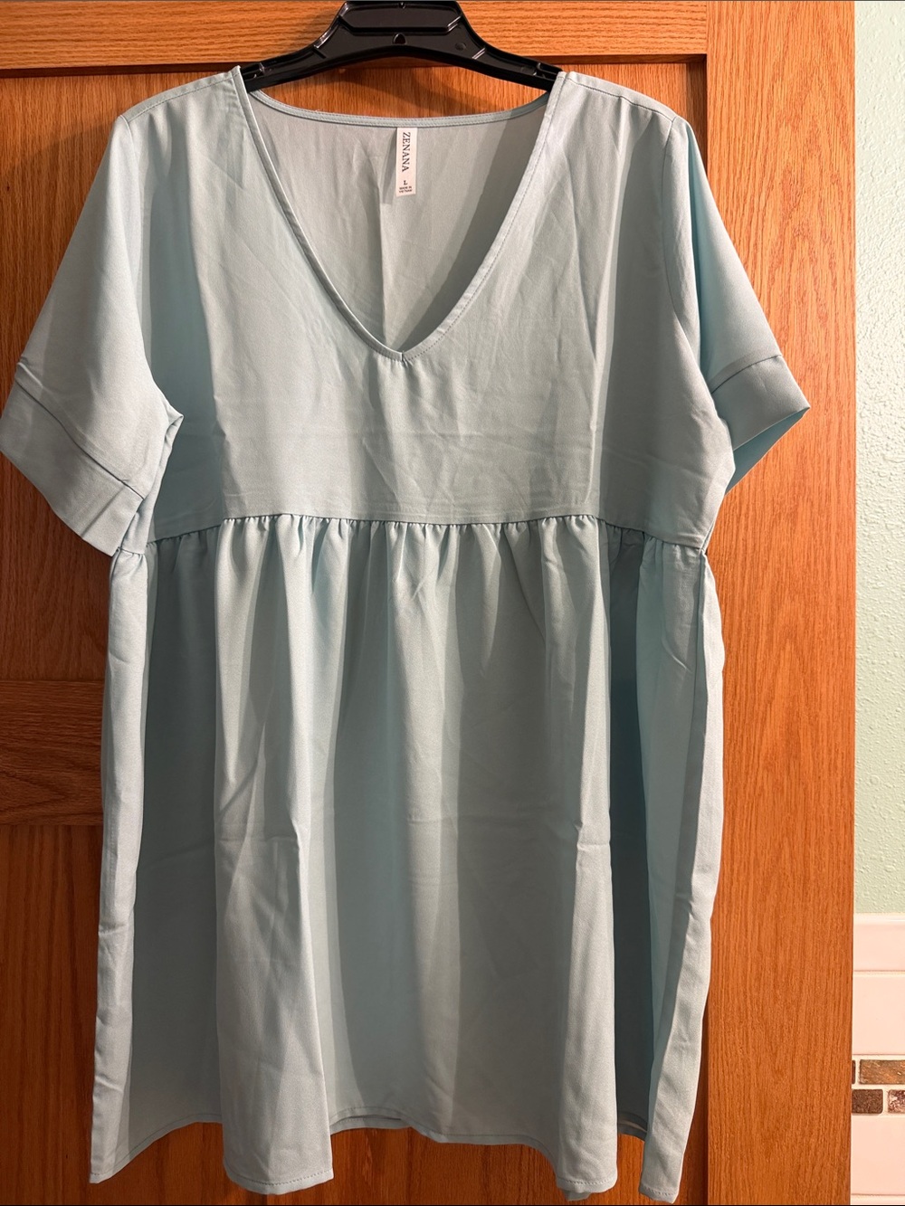 Zenana Light green V-Neck Mini Dress